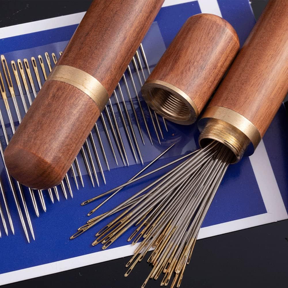 Wooden Needle Case, 30 Pcs Side Hole Blind Sewing Needles, Stainless Steel Elderly Self Threading Needles, Household DIY Beading Threading Needle, Sewing Embroidery Needle Accessories Wooden Needle Case, 30 Pcs Side Hole Blind Sewing Needles, Stainless Steel Elderly Self Threading Needles, Household DIY Beading Threading Needle, Sewing Embroidery Needle Accessories